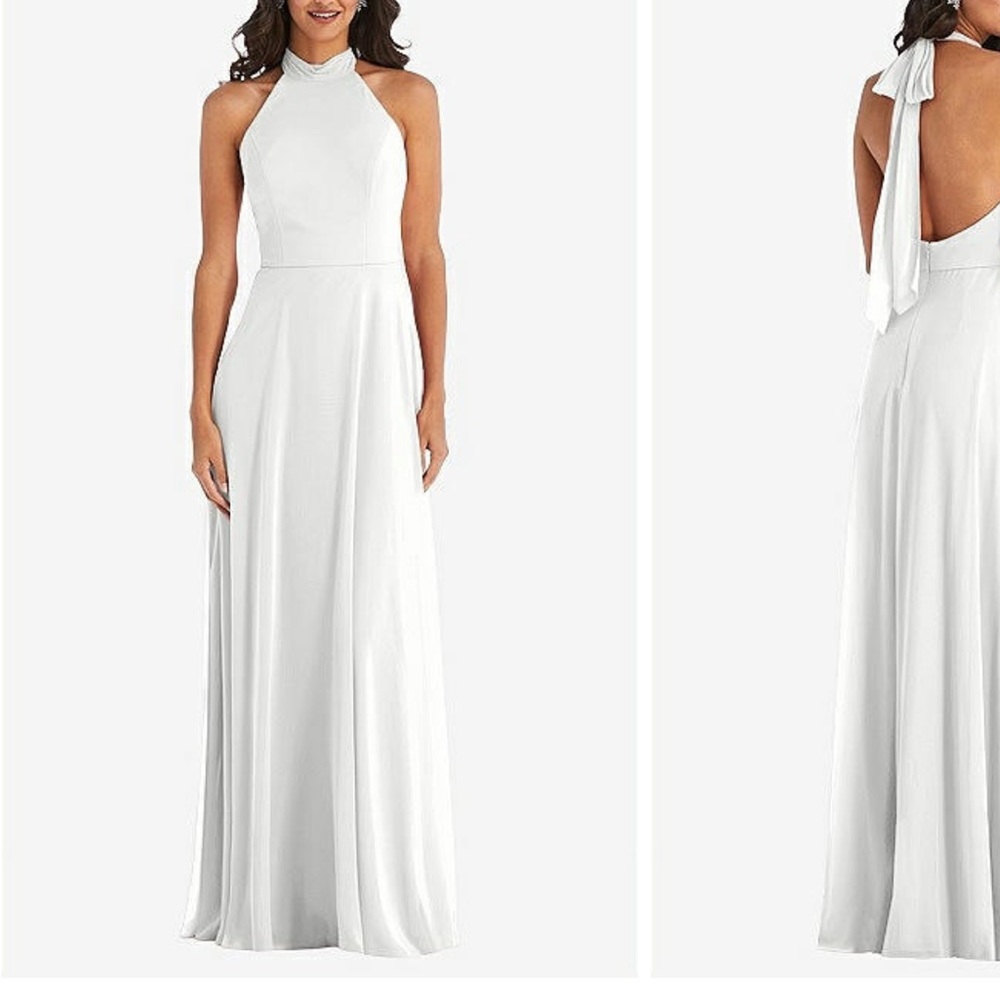 HIGH NECK HALTER BACKLESS MAXI DRESS IN IVORY